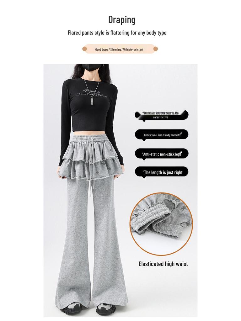 Falda con Dobladillo de Estrella Falsa de Dos Piezas para Niña 2026 Pantalones de Microcampana Adelgazantes - Estilo Casual de Primavera