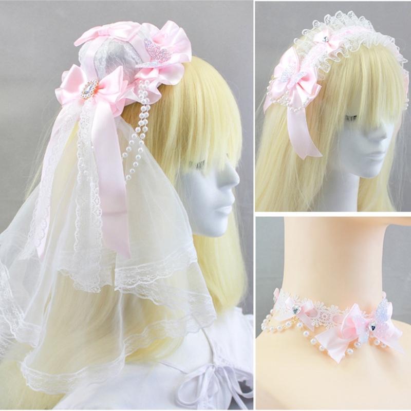 Elegant Anime Butterfly Bows Hair Accessory Costume Headpiece Hair Decoration With Lace For Cosplay And Daily Wear