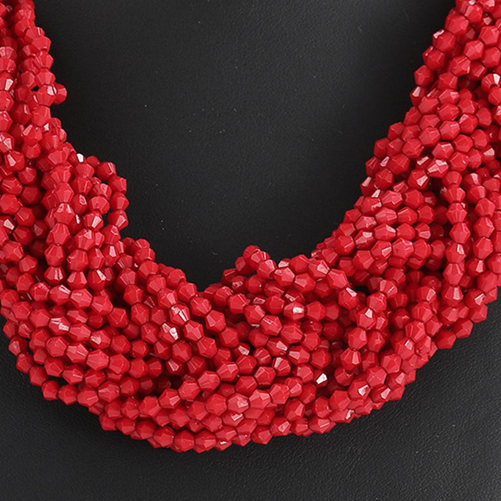 Bohemian Layer Beaded Necklace and Earrings Set Plastic Jewelry for Women Music Festival Beach Party Accessories