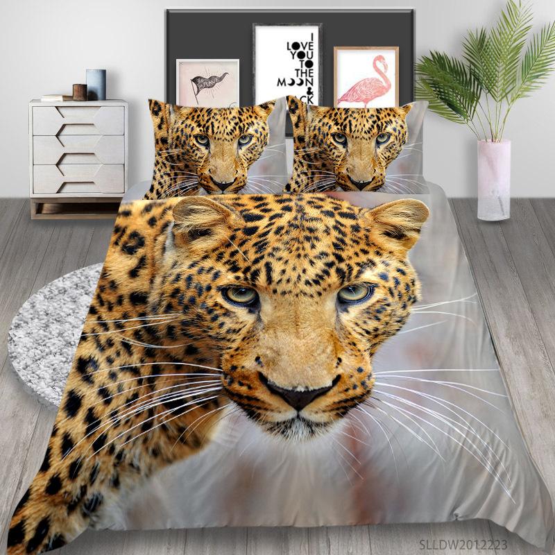Leopard Series Digital Printing Quilt Cover Pillowcase Two Three Piece Set Polyester