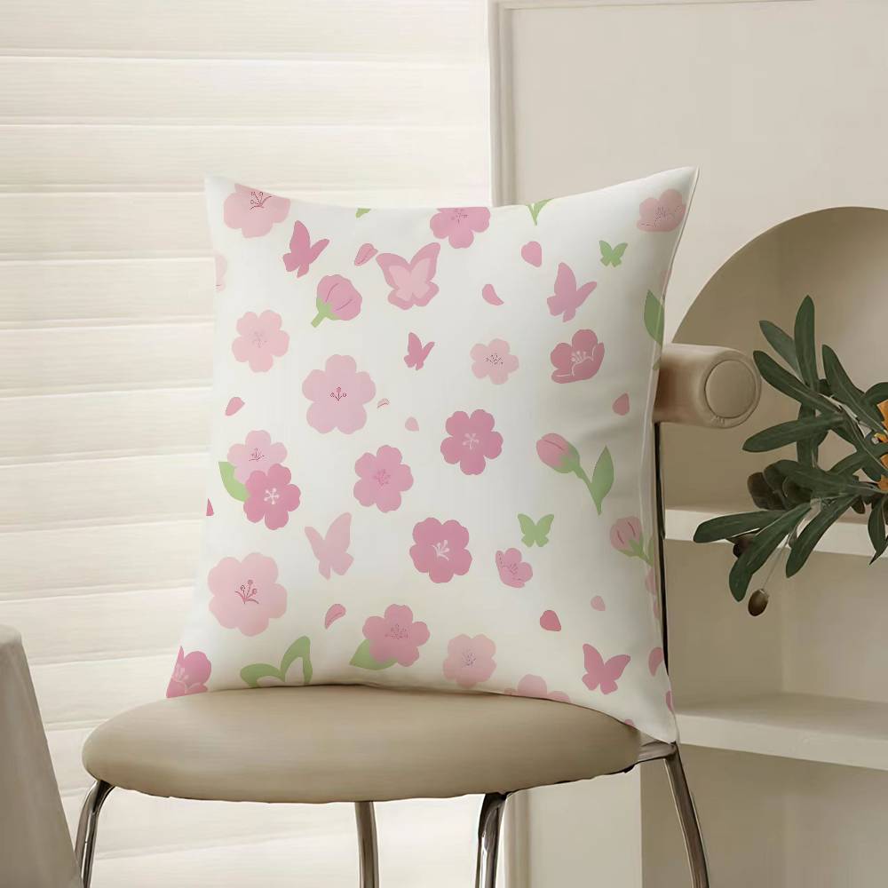 Girls Heart Spring Floral Ins Style Pillow Case Comfort Sofa Bed Silky Elegant Invisible Zipper Decorative Cushion Cover