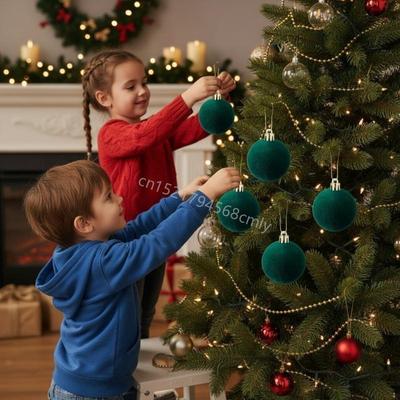 Christmas Decorations, Shatterproof Christmas Silk Ball Ornaments, Christmas Tree Winter Holiday Decorations, Festive 12 In 6XDE