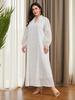 Plus Size V-neck Embroidered Lantern Sleeve Casual Dress