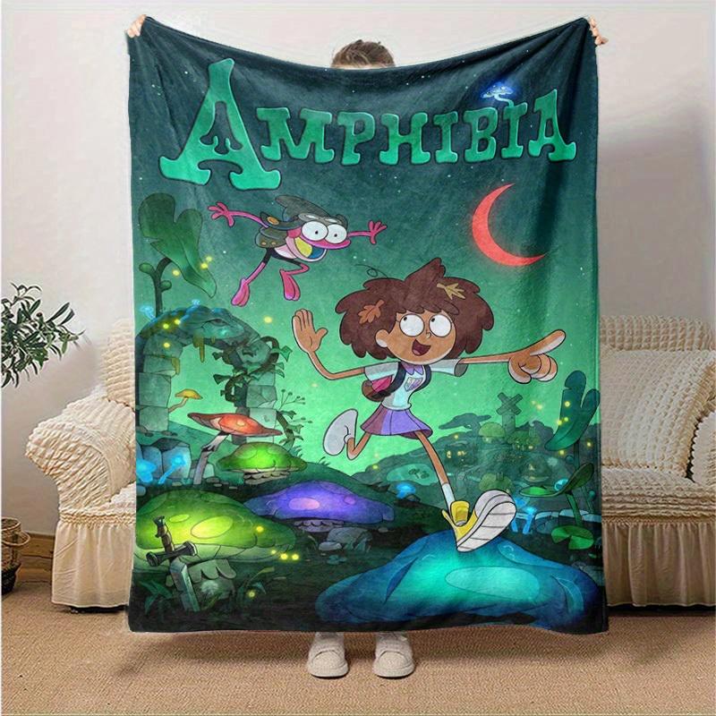 1pc,Amphibia: Magical Mushroom Garden Adventure Home Decor, Couch Blanket, Outdoor, Gift Idea, Bedroom, Living Room, Travel, Camping, Car Use