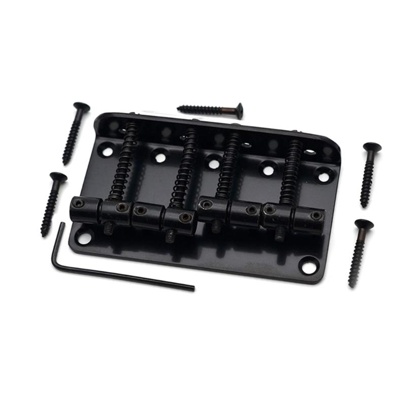 

4 Strings Bass Guitar Bridge, Metal Fixed Hardtail Tailpiece Bridge Saddles with Mounting Screw for Electric Guitar Bass