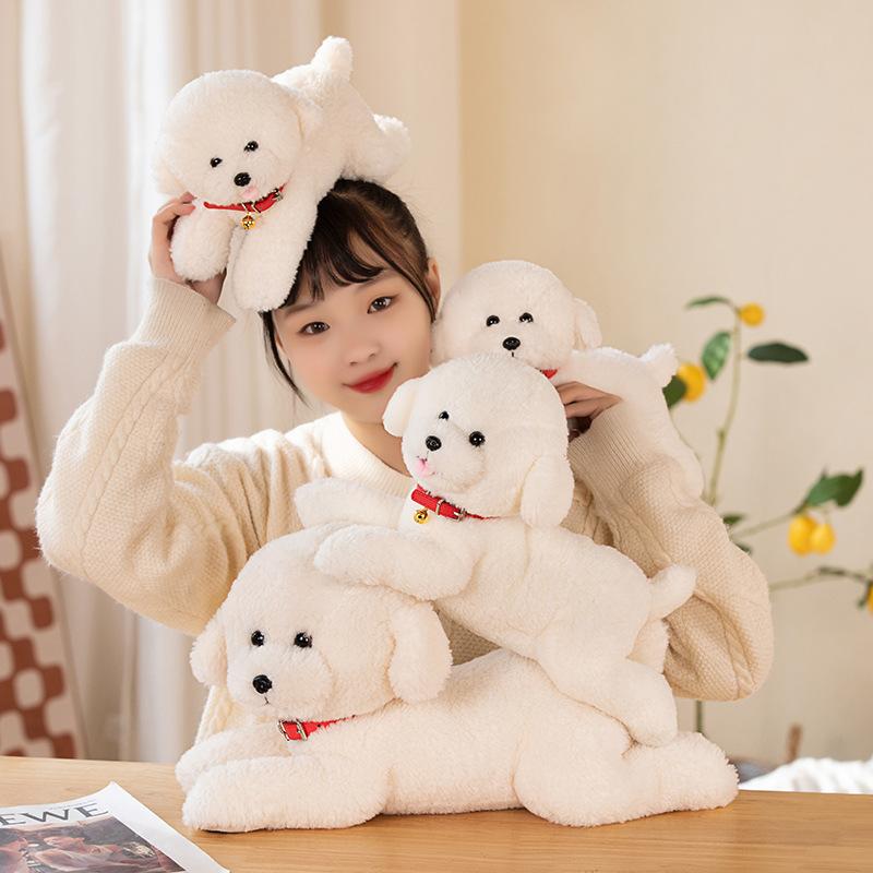 Cute Small Bichon Puppy Doll Plush Toy Simulation Dog Doll Children's Soothing Ragdoll Birthday Gift