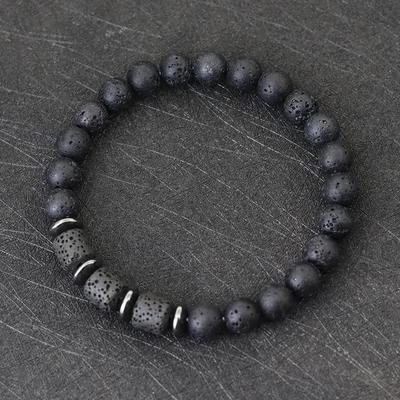 Noter Nuovo Romanzo Bracciale Uomo Occhi di Tigre Naturale Roccia Vulcanica Braccialetto Perline Regalo Per Lui Ematite Guarigione