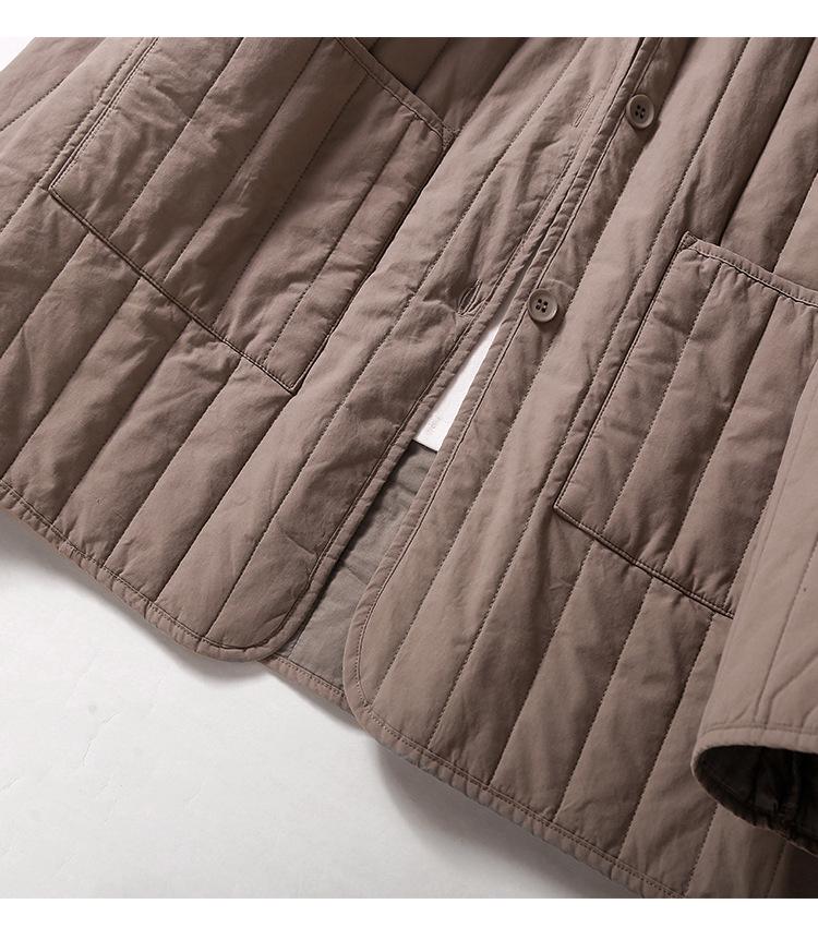 Women's 2024 Stylish Mid-Length Loose Quilted Ribbed Hooded Down Jacket