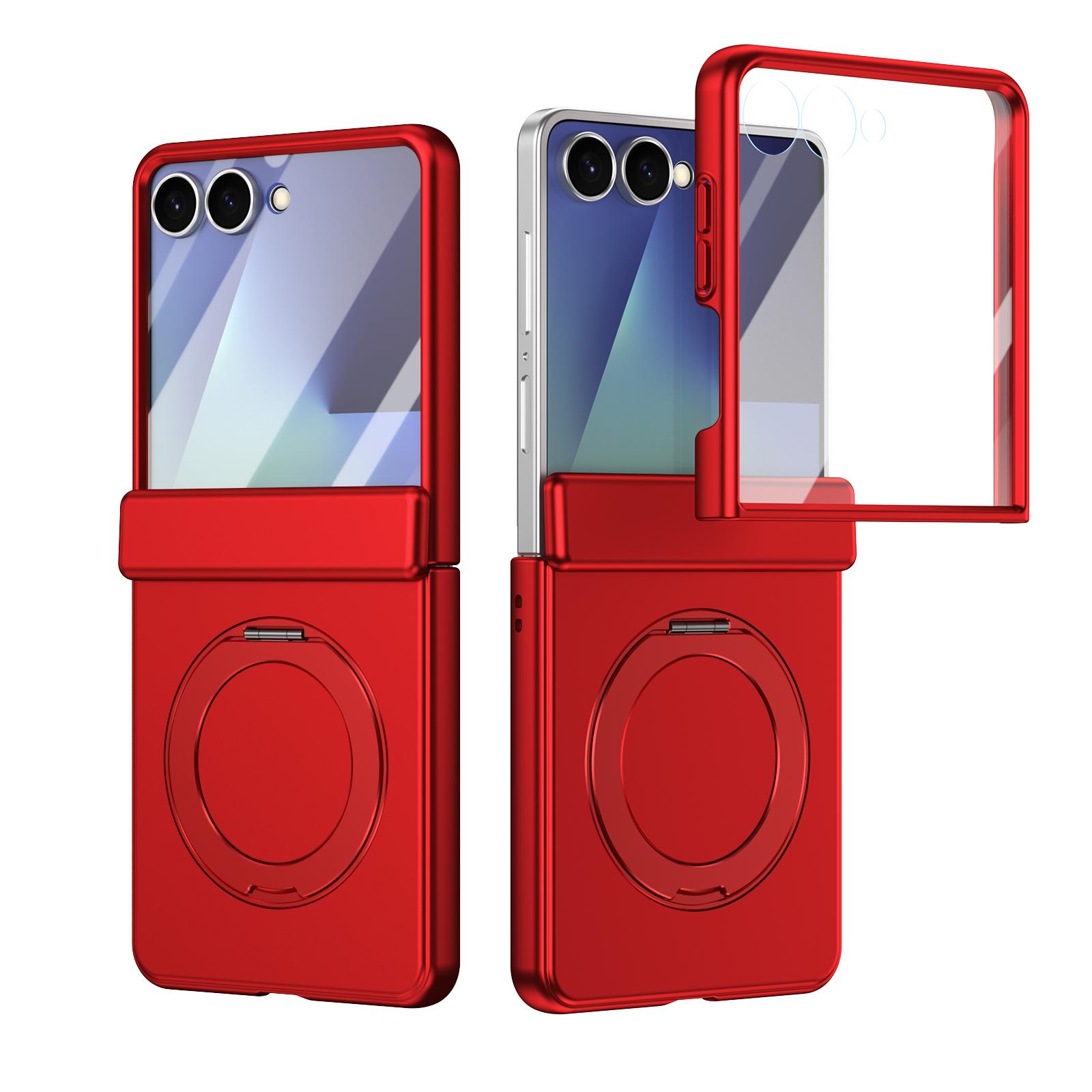 Skin-Friendly Matte Magnetic Case For Samsung Galaxy Z Flip 8/7/6/5 Stand Cover 360 Rotating With Glass Screen Protector Galaxy Z Flip 7
