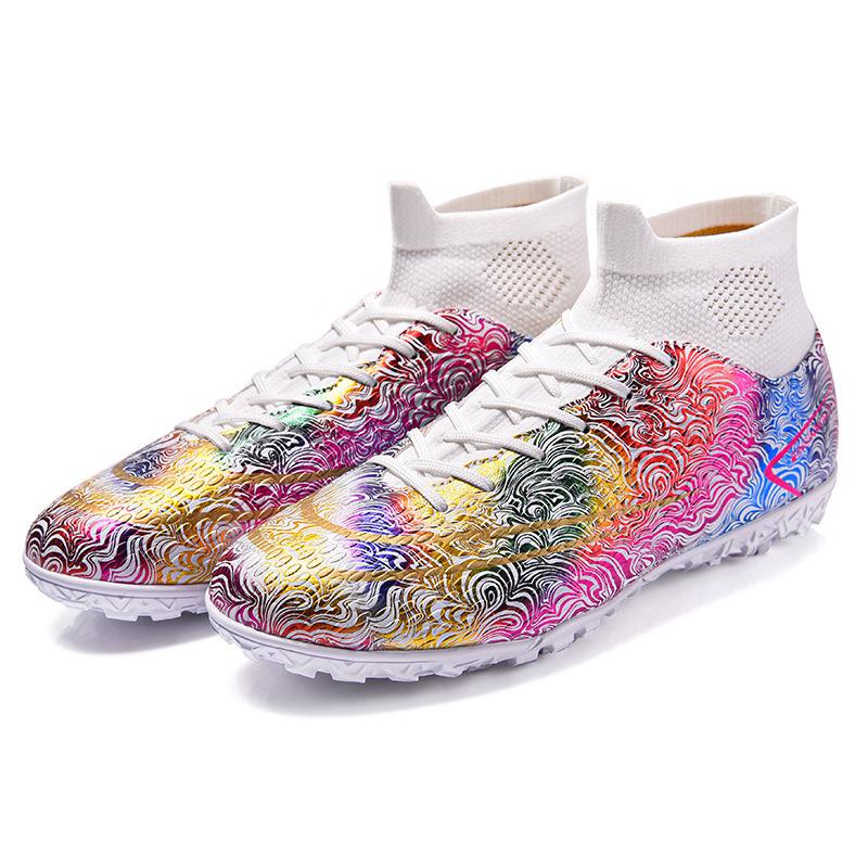 Football shoes Mandarin duck AG long nails high-top student artificial grass competition training shoes
