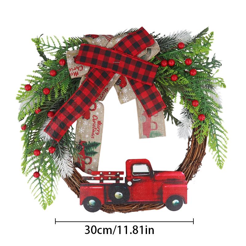 Christmas Decorative Rattan Woven Tape Chic Rattan Leaves Home Party Bowknot Red Berry Door Wreath Holiday Decorations Ornaments