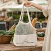 Yangyizhi Canvas Shopping Bag, Mesh Splicing Large Capacity Tote Reusable Washable Grocery for And Daily Use