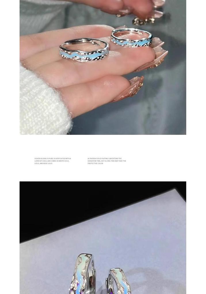 Sterling Silver Aurora Luminous Couple Rings for Men and Women Pair Enamel