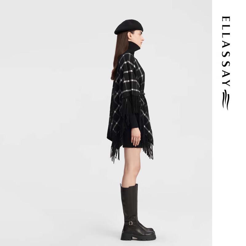 ELLASSAY Women's Plaid Wool Knit Sweater