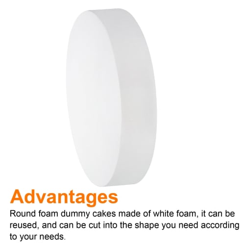 uxcell Round Foam Cake Dummy, 12" x 2.8" Circle Dummy Cake Set for Wedding Cake, Birthday Cake, Crafts, and Window Displays, 1 Pack
