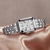 Fashion Light Luxury Square Roman Dial with Steel Strap for Women Quartz Watch for Christmas and Halloween Gifts