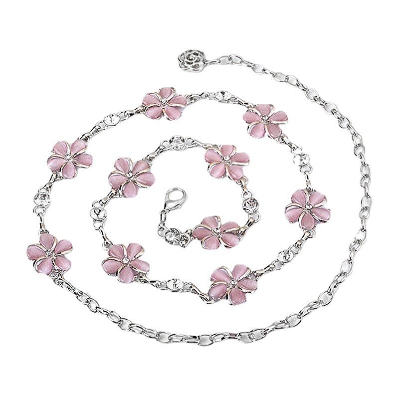 Woman Chain Versatile Blue Thin Belt Summer Decorative Skirt Shirt Waist Slim Ins Trendy Metal Flower Chain Korean Version