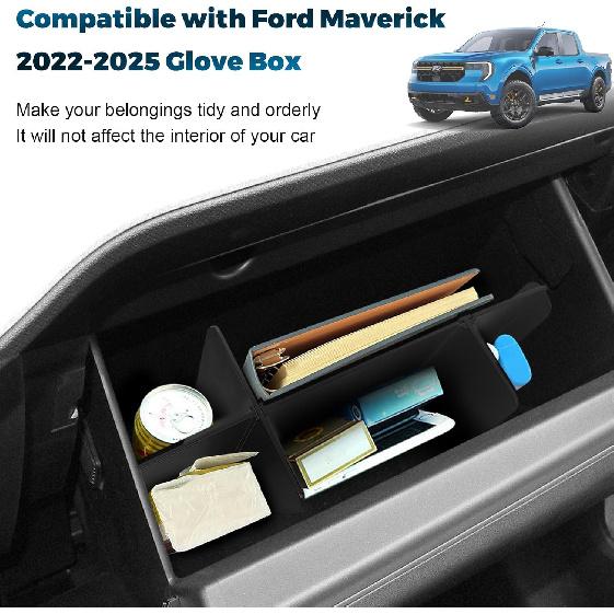 Upgrade Car Storage Organizer Fit For Ford Maverick 2026 -2025 Glove Box Organizers Ert Compartment Tray ABS Black Materials Dividers