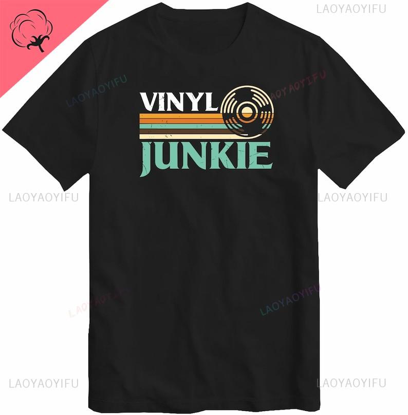 Vinyl Junkie Ventilate Graphic Tshirt Mens Music Lovers LP Records DJ Turntable Vintage Design Music Collector Gift Tee Tops