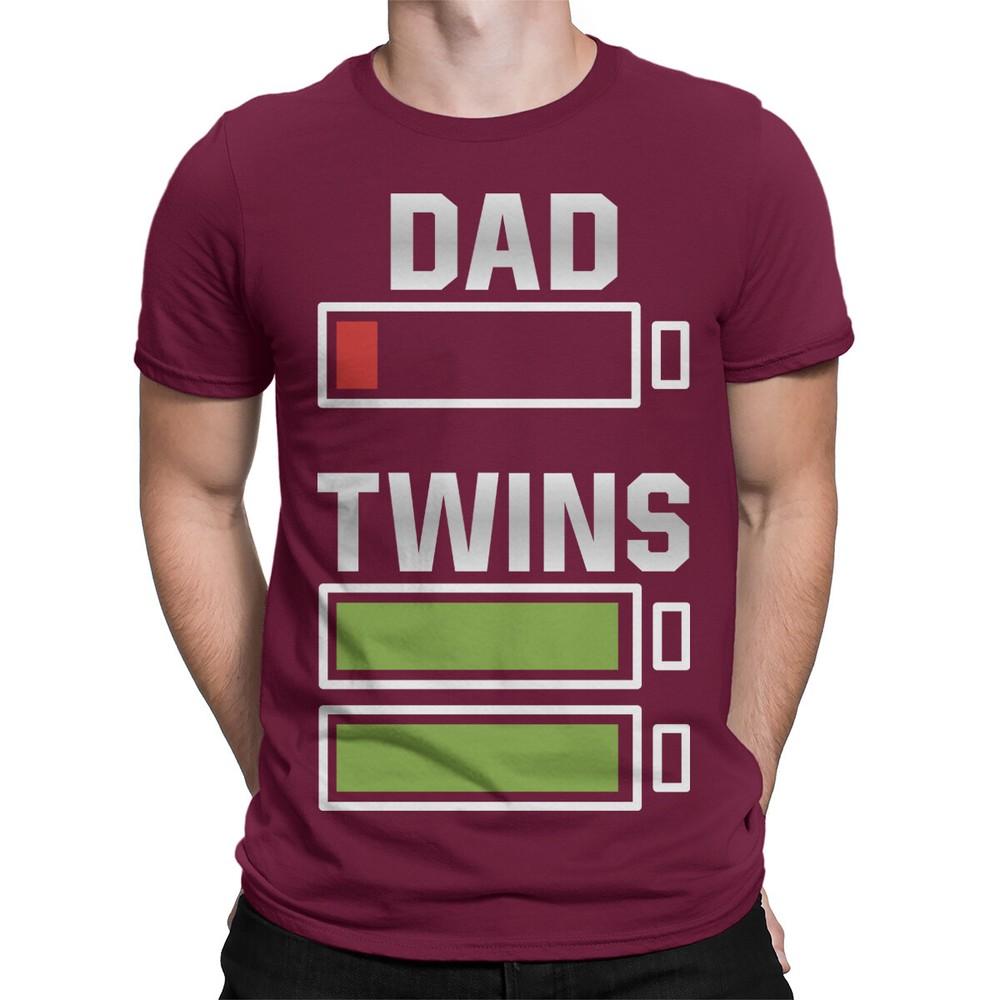 Dad Of Twins Mens T Shirt Twins Dad Funny Fathers Day 2023 Novelty Tee 2XL