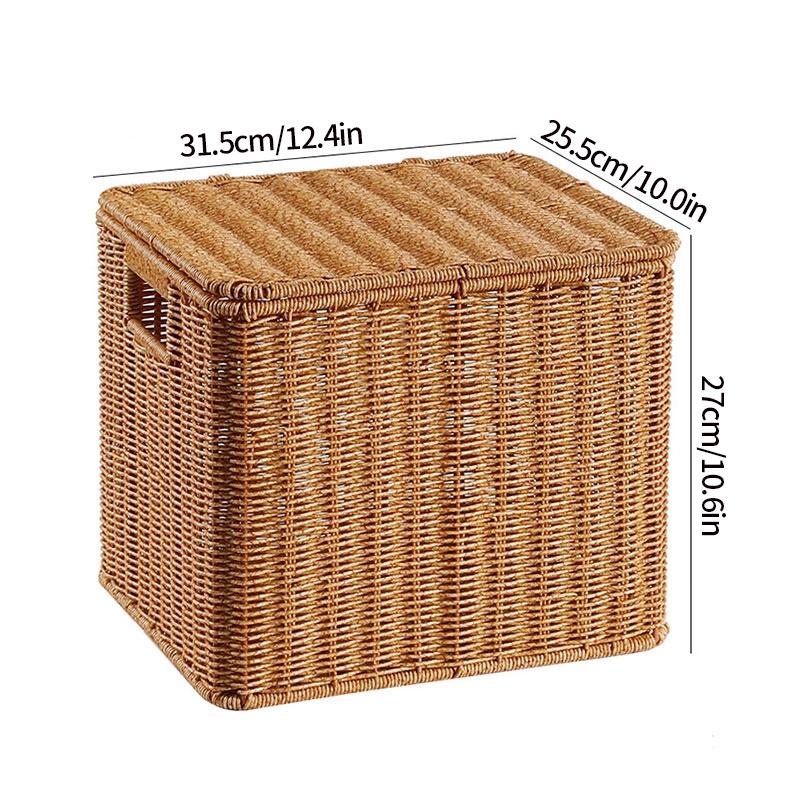 Grote geweven opbergmand met deksel Handgemaakte kleding wasmanden diverse spullen speelgoed container Imitatie rotan kledingbak