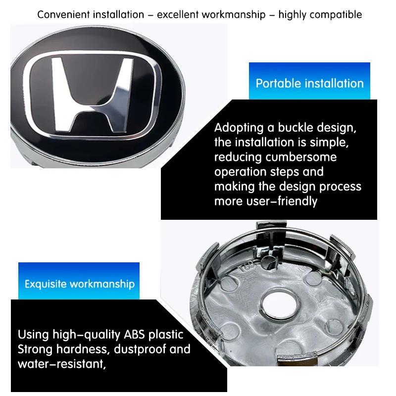4pcs 56mm 60mm Car Wheel Center Hub Center Cap Rim Hub Dustproof Cover Emblemem For Honda Accord CRV XRV Civic Odyssey ahn256