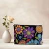 Makeup Bag, with Smooth Black Zipper, Colorful Pattern Printed, Large Capacity Canvas Storage Bag, for Travel Cosmetic Coin Key