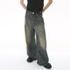 Men's Denim Pants Old Blue Washed Male Jeans Straight Casual Menwear Loose Wide Leg Trousers New Fashion