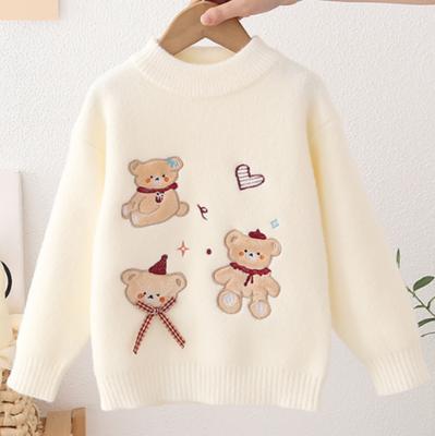 Autumn Winter Girls  Knitted Sweater Pullover Round Neck Knitwear Children's Western Cartoon Long Sleeve Sweaters
