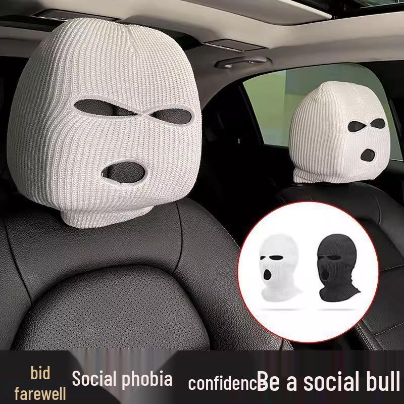 

Black & White Universal Funny Car Headrest Cover