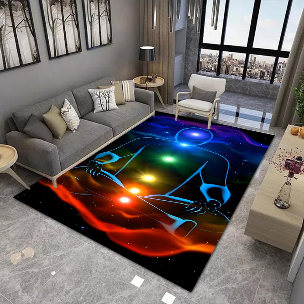 Yoga Meditation Carpet Rainbow 7 Chakra Living Room Decoration Floor Mat Home Bedroom Non-slip Kitchen Rug Bath Washable Doormat