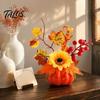 Indoor Decorative Harvest Fruit Fall Artificial Pumpkin Table Centerpiece, Autumn Fake Decoration with Sunflowers, for Desk Maple Leaves Berries