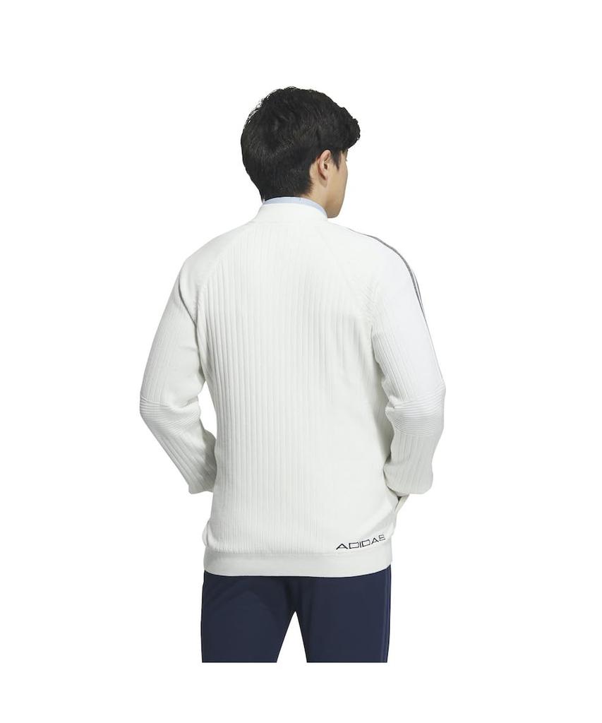 Sweter z podszewką wiatroodporny z długim rękawem Three Stripes Biały [Adidas] Odzież środkowa (Sweter, Bluza) J/L