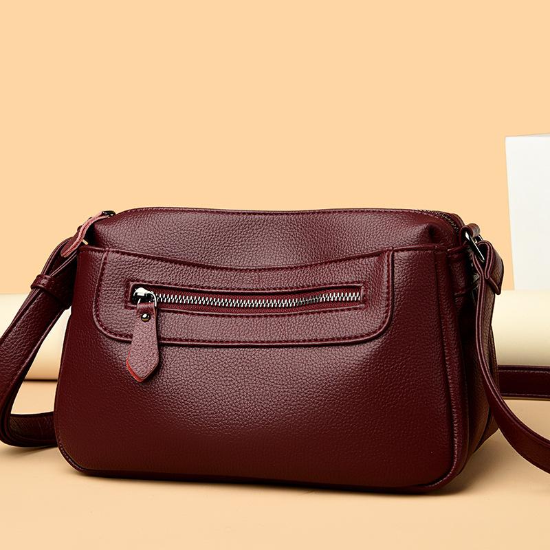Bag 205 New Fashion Middle-aged and Elderly Casual Soft Leather Large Capacity Crossbody Commuter Bag Versatile One-shoulder Mom Bag