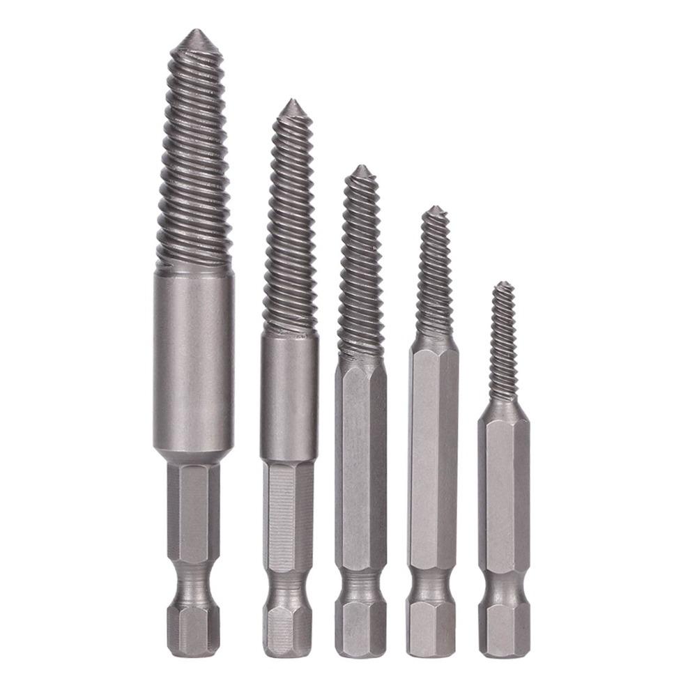5PCS Hex Shank Broken Screw Extractor Stripped Screw Extractor Kit For Automotive Repair