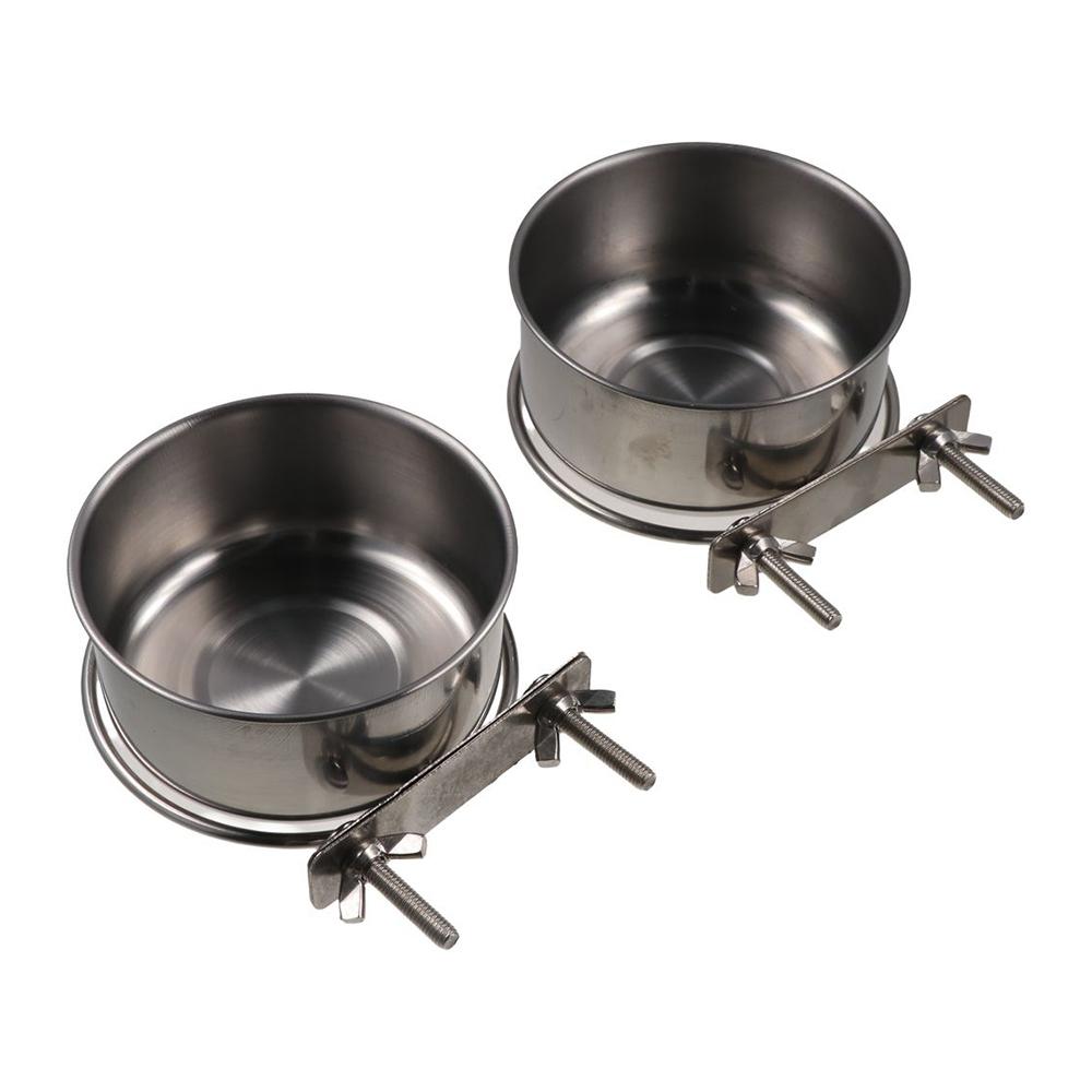 with Clamp Holder Bird Bowls Stainless Steel Parrot Food Bowl Parakeet Feeder  Bird Accessories