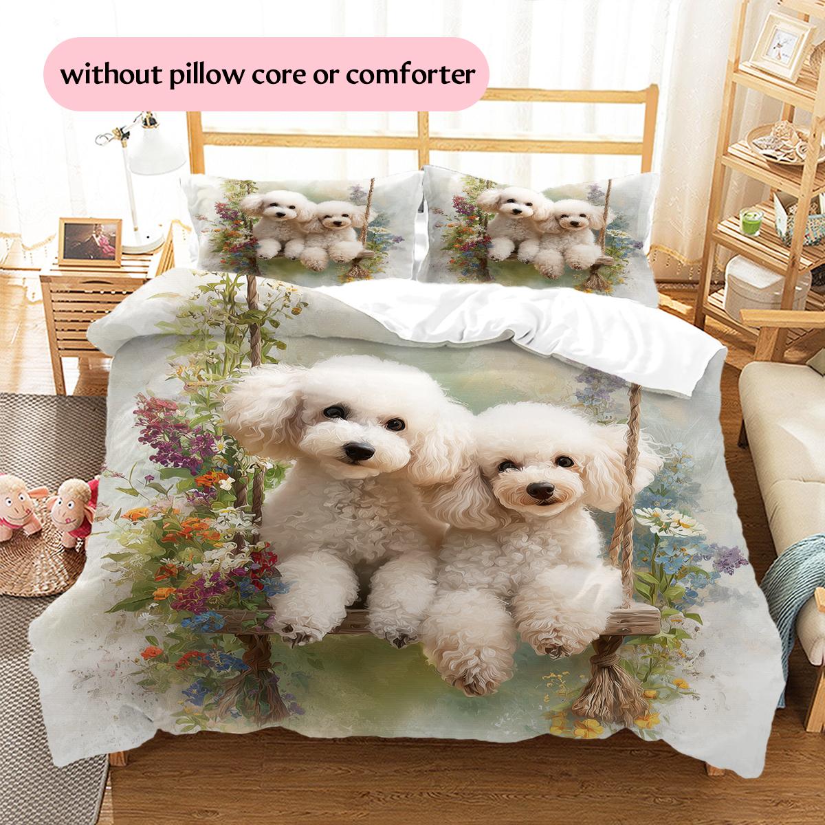 

Beautiful Poodle Pattern Bedding Home Decoration Birthday Gift (1 * duvet cover + 2 * pillowcase, without core) 135x200cm