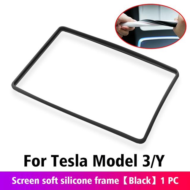 Für Tesla Model 3 / Y Silikon Schutzrahmen Kantenabdeckung Mittelkonsolen-Display Navigationsbildschirm Schutzfolie Autozubehör