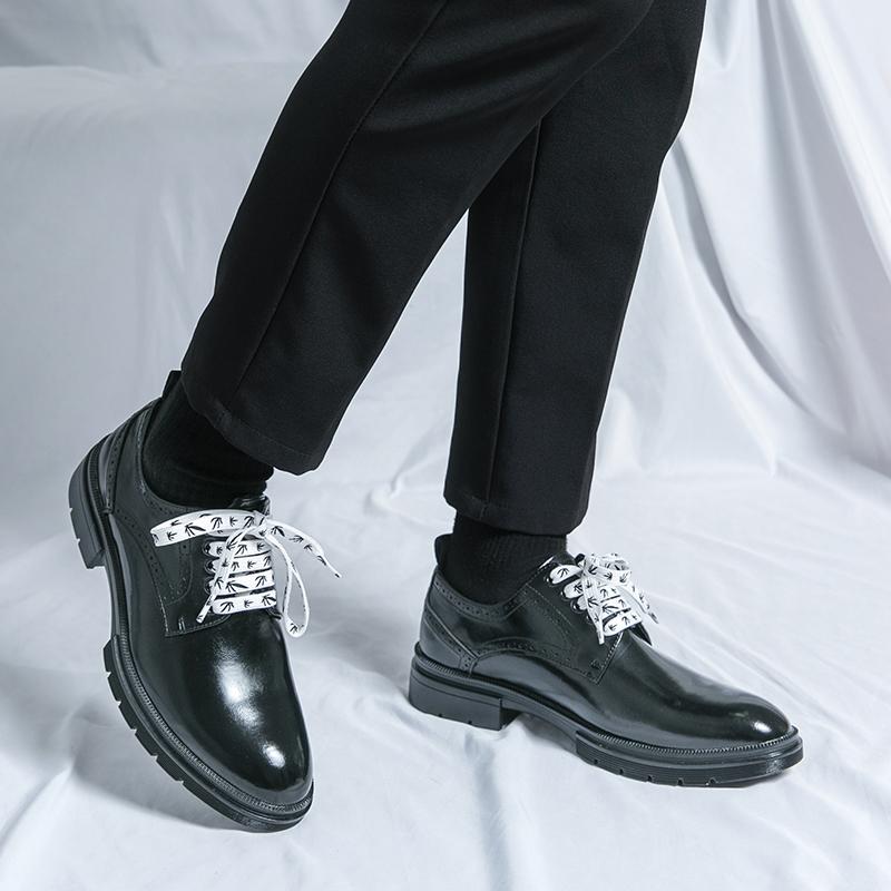 Fashion Spring New Personality Luxury Men Lace-up Oxford Shoes Designer Casual Business Platform Shoes Wedding Work Forma Leather Shoes