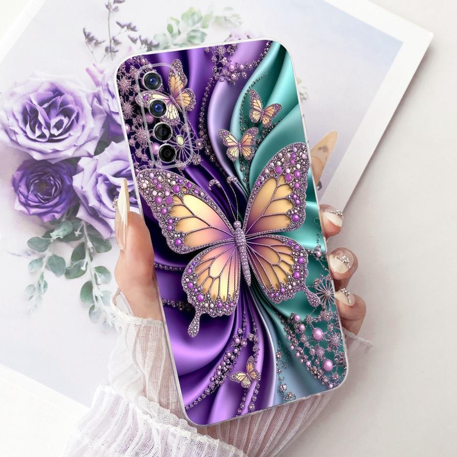 For Realme 7 Pro Case RMX2170 Luxury Butterfly Tree Painted Cover Soft Slim Phone Case For Realme 7 5G Realme7 4G RMX2155 Fundas