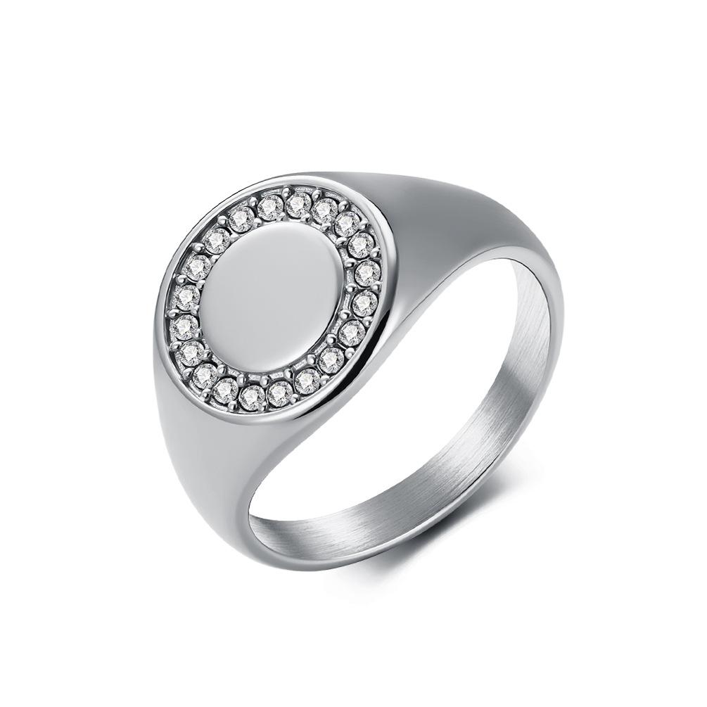 Fashion and Popular Jewelry Titanium Steel Gold-plated Full Diamond Ring Men's and Women's Niche High-end Sense Does Not Fade Jewelry