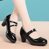 6cm Comfortable Breathable Shallow Mouth Platform Shoes Womens Mary Janes 2025 Spring Med Block Heels Shoes for Office Worm Mom