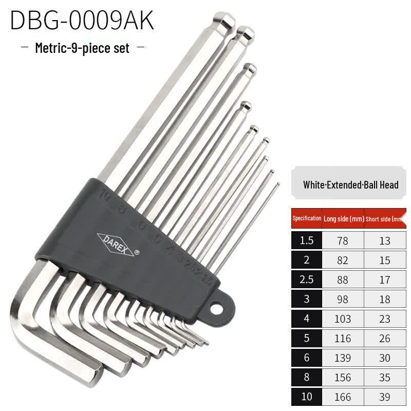 DAREX Metric Extended Ball Head Hex Key Set DBG-0009AK