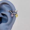 1 Pcs Star Chain Zircon Hoop Earrings Women Stainless Steel Cartilage Ear Bone Nail Earrings, Cross Trendy Body Piercing Jewelry