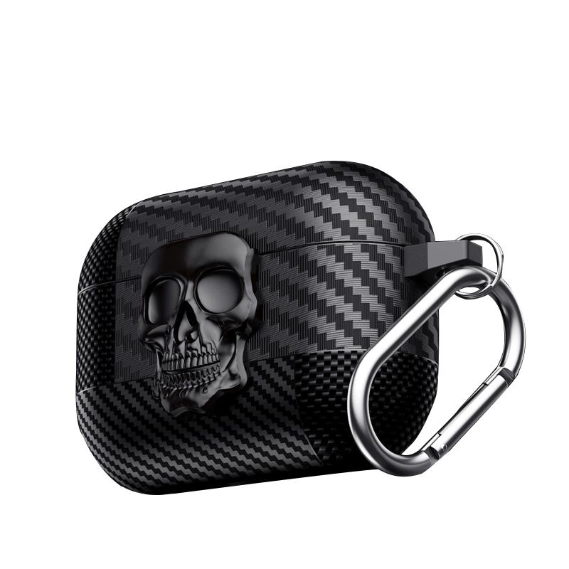 Suit Thug Skull Series Magnetic Headphone Case for Airpods Pro 3 2 1 & Airpods 4 with Hook - Durable Protective Cover
