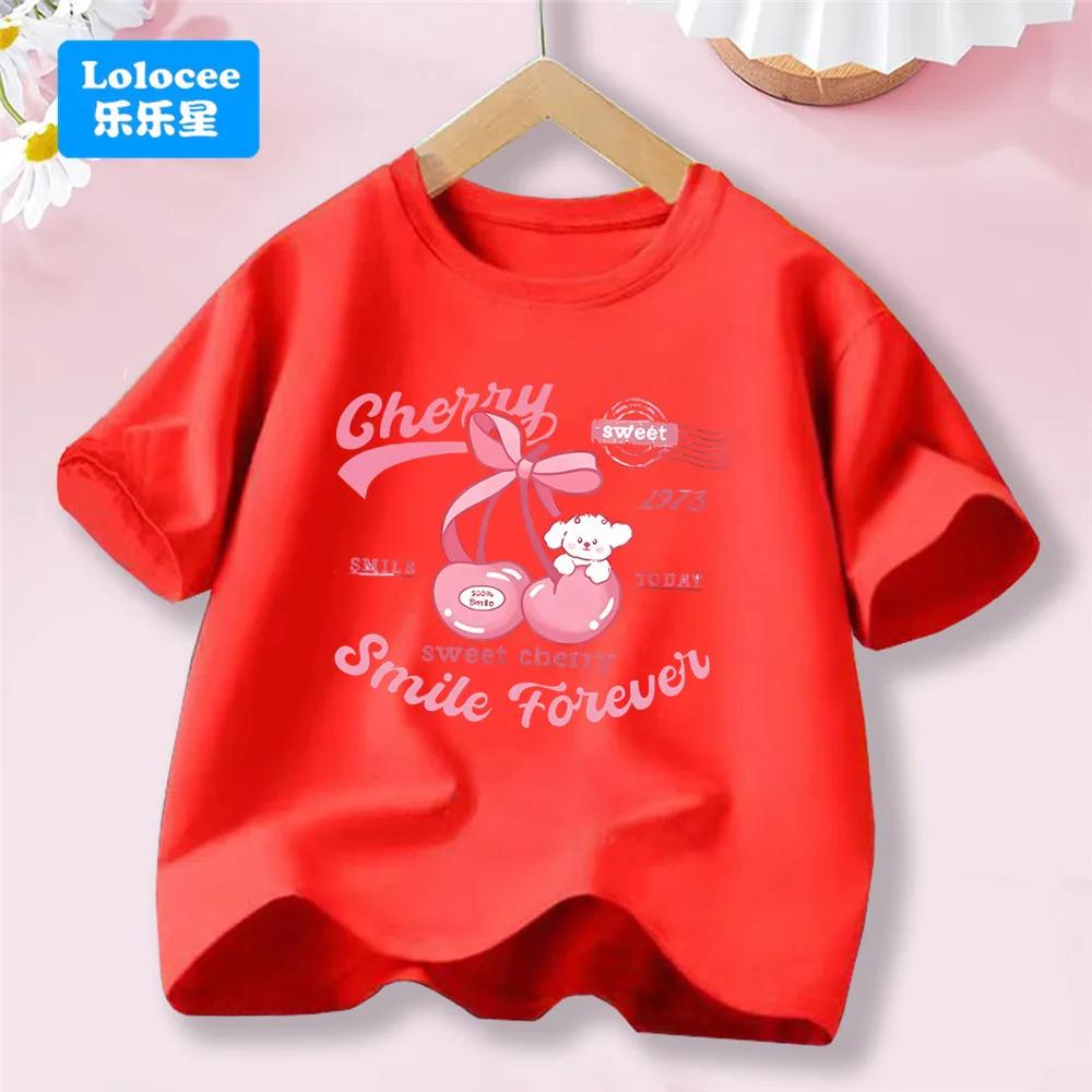 Girls' New Summer Korean Style Short Sleeve T-shirt Trendy Cute Bowknot Tee for Girls, Sweet Top for Toddlers and Young Girls