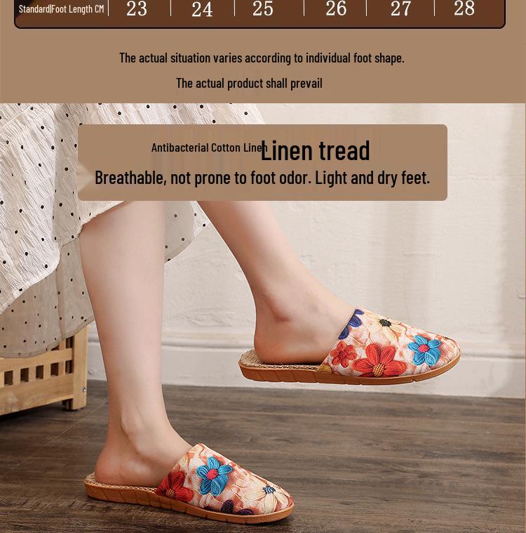 Four Seasons Cartoon Flower Non-slip Breathable Indoor Slippers with Thick Sole for Couples
