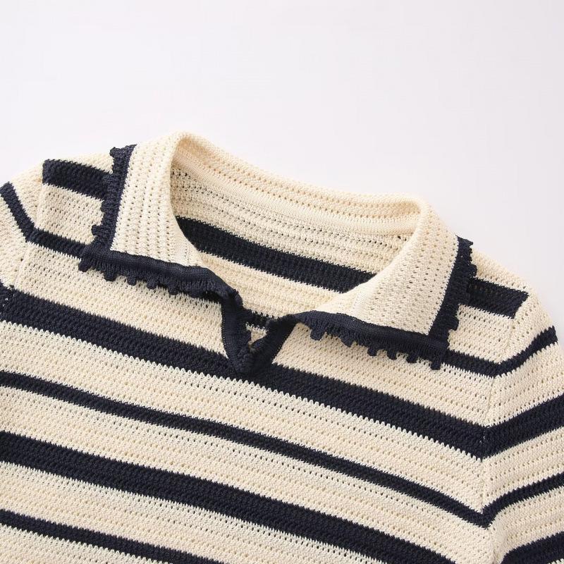 Spring 2026 European & American Style Color Block Stripe Knit Top