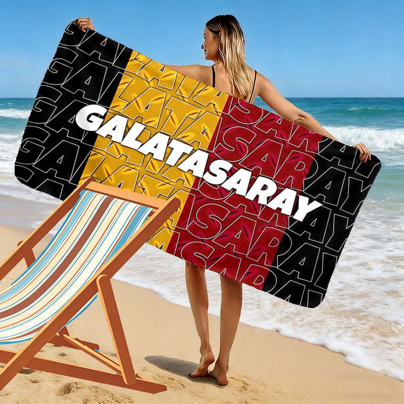 Galatasaray Spor Kulübü Print Strandtuch, Großes Weiches Schnelltrocknendes Handtuch für Strand Camping Schwimmen