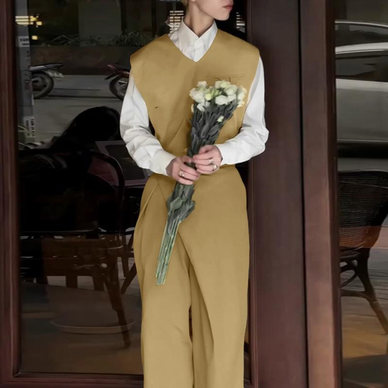 INCERUN 2PCS Men Sleeveless Cropped Tank Tops and Straight Trousers Pants Sets Outfits